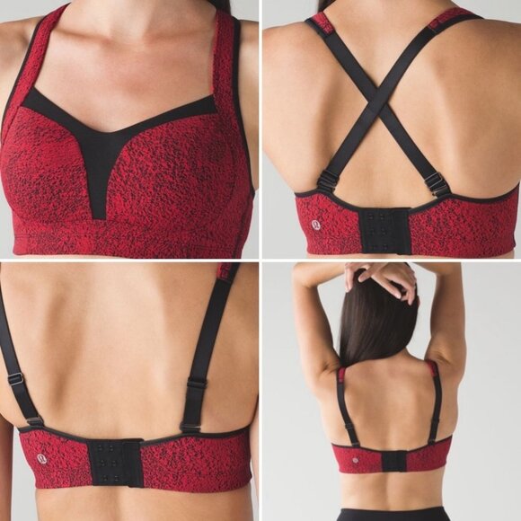 Lululemon Ta Ta Tamer III Sports Bra Jacquard Red Power Luxtreme Supportive Top - Picture 3 of 10